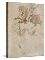 Saint Georges terrassant le Dragon; vers 1847-Eugene Delacroix-Stretched Canvas