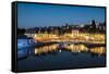 Saint-Goustan port at blue hour, Auray, Morbihan, Brittany, France, Europe-Francesco Vaninetti-Framed Stretched Canvas