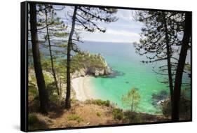 Saint Hernot paradisiac beach in Brittany-Philippe Manguin-Framed Stretched Canvas