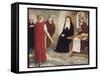 Saint Hilda of Whitby Anglo-Saxon Abbess Receiving a Visit from Caedmon-Stephen Reid-Framed Stretched Canvas