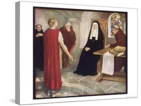 Saint Hilda of Whitby Anglo-Saxon Abbess Receiving a Visit from Caedmon-Stephen Reid-Stretched Canvas