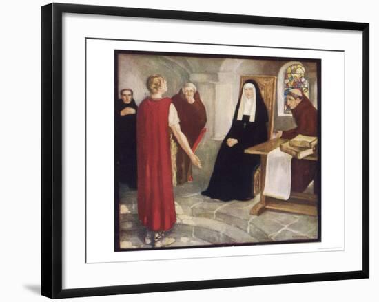 Saint Hilda of Whitby Anglo-Saxon Abbess Receiving a Visit from Caedmon-Stephen Reid-Framed Premium Giclee Print