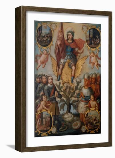 Saint Hippolytus Between Spanish and Aztec Soldiers-null-Framed Giclee Print