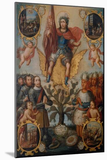 Saint Hippolytus Between Spanish and Aztec Soldiers-null-Mounted Giclee Print