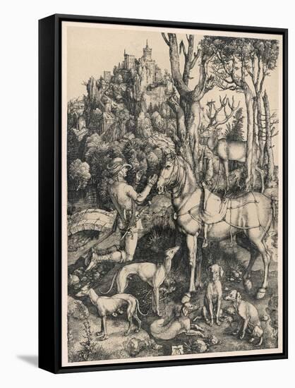 Saint Hubert French Bishop and Patron Saint of Hunters and Trappers-null-Framed Stretched Canvas