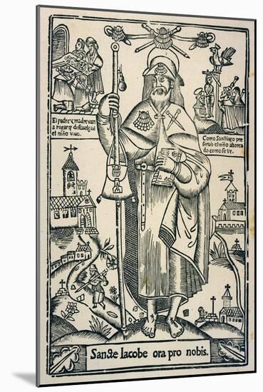 Saint James the Great in the Traditional Costume of a Pilgrim to Compostella in Northern Spain-null-Mounted Art Print