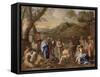 Saint Jean baptisant le peuple-Nicolas Poussin-Framed Stretched Canvas