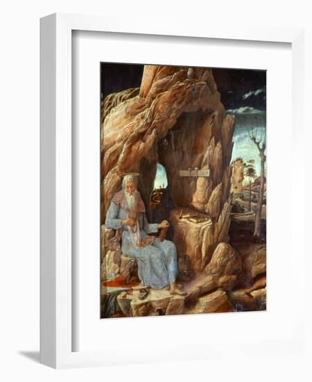 Saint Jerome, 341-420 AD, as Hermit in a Cave-Andrea Mantegna-Framed Giclee Print