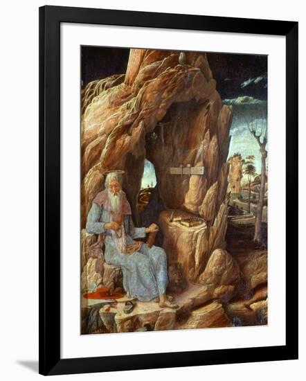 Saint Jerome, 341-420 AD, as Hermit in a Cave-Andrea Mantegna-Framed Giclee Print