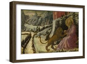 Saint Jerome and the Lion (Predella Panel of the Pistoia Santa Trinità Altarpiec), 1455-1460-Fra Filippo Lippi-Framed Giclee Print