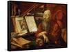 Saint Jerome Dans Sa Cellule - Saint Jerome in His Cell, by Reymerswaele, Marinus Claesz, Van (Ca.-Marinus Van Reymerswaele-Framed Stretched Canvas