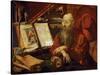 Saint Jerome Dans Sa Cellule - Saint Jerome in His Cell, by Reymerswaele, Marinus Claesz, Van (Ca.-Marinus Van Reymerswaele-Stretched Canvas