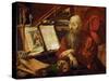 Saint Jerome Dans Sa Cellule - Saint Jerome in His Cell, by Reymerswaele, Marinus Claesz, Van (Ca.-Marinus Van Reymerswaele-Stretched Canvas