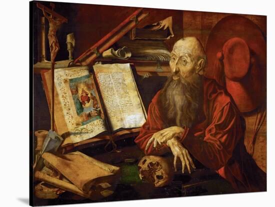 Saint Jerome Dans Sa Cellule - Saint Jerome in His Cell, by Reymerswaele, Marinus Claesz, Van (Ca.-Marinus Van Reymerswaele-Stretched Canvas