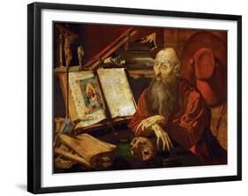 Saint Jerome Dans Sa Cellule - Saint Jerome in His Cell, by Reymerswaele, Marinus Claesz, Van (Ca.-Marinus Van Reymerswaele-Framed Giclee Print