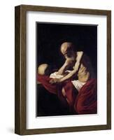 Saint Jerome Penitent-Caravaggio-Framed Art Print