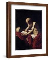 Saint Jerome Penitent-Caravaggio-Framed Art Print