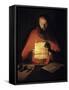 Saint Jerome Reading by Georges De La Tour-null-Framed Stretched Canvas