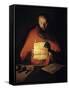 Saint Jerome Reading by Georges De La Tour-null-Framed Stretched Canvas