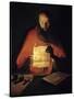 Saint Jerome Reading by Georges De La Tour-null-Stretched Canvas