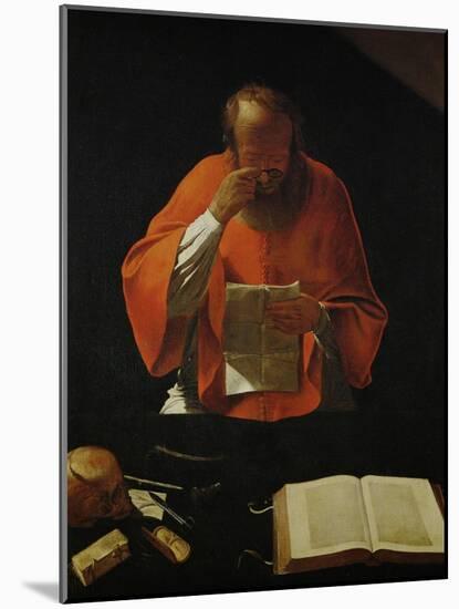 Saint Jerome Reading, Copy of a Lost Original-Georges de La Tour-Mounted Giclee Print