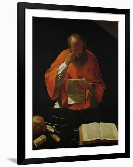 Saint Jerome Reading, Copy of a Lost Original-Georges de La Tour-Framed Giclee Print