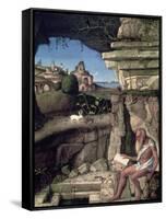 Saint Jerome Reading-Giovanni Bellini-Framed Stretched Canvas