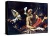 Saint Jerome & The Angel-Simon Vouet-Stretched Canvas
