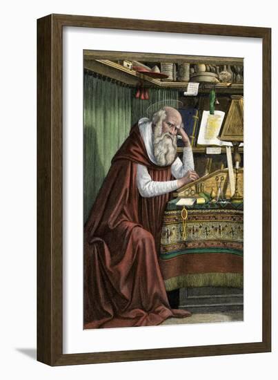 Saint Jerome Translating the Bible into Latin, known as the Vulgate-null-Framed Giclee Print