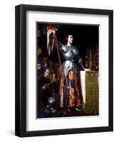 Saint Joan of Arc at Coronation of King Charles VII in Reims Cathedral-Jean-Auguste-Dominique Ingres-Framed Giclee Print