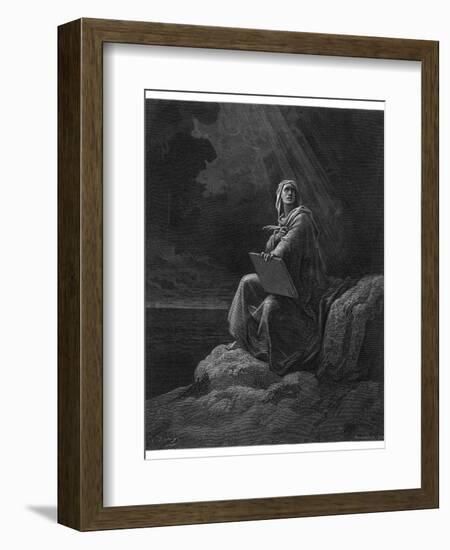 Saint John on the Greek Island of Patmos Receives His Revelation of Things-Gustave Dor?-Framed Photographic Print