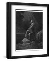 Saint John on the Greek Island of Patmos Receives His Revelation of Things-Gustave Dor?-Framed Photographic Print