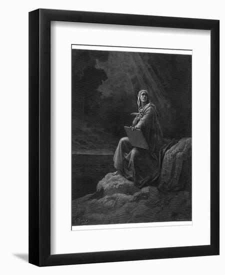 Saint John on the Greek Island of Patmos Receives His Revelation of Things-Gustave Dor?-Framed Photographic Print