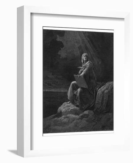 Saint John on the Greek Island of Patmos Receives His Revelation of Things-Gustave Dor?-Framed Photographic Print