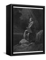 Saint John on the Greek Island of Patmos Receives His Revelation of Things-Gustave Dor?-Framed Stretched Canvas