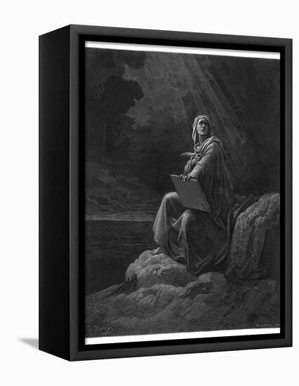 Saint John on the Greek Island of Patmos Receives His Revelation of Things-Gustave Dor?-Framed Stretched Canvas