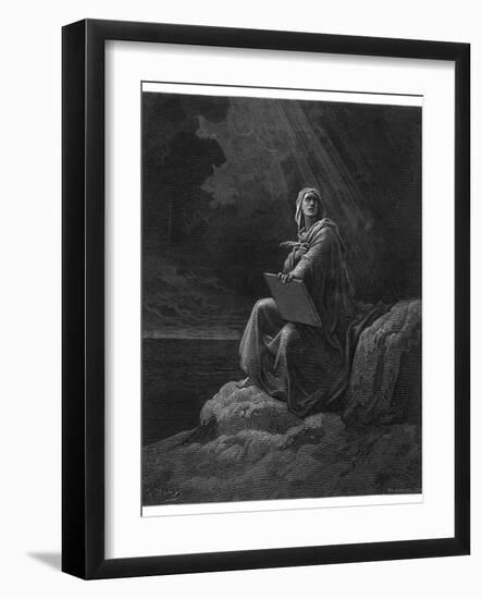 Saint John on the Greek Island of Patmos Receives His Revelation of Things-Gustave Dor?-Framed Photographic Print