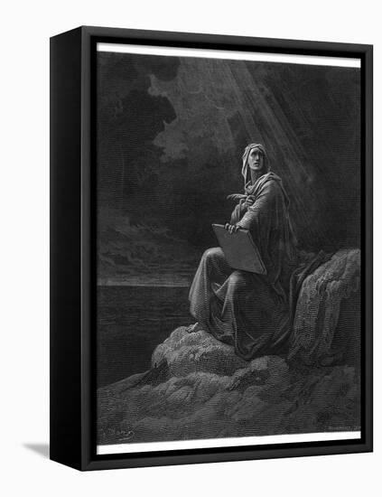 Saint John on the Greek Island of Patmos Receives His Revelation of Things-Gustave Dor?-Framed Stretched Canvas