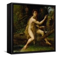 Saint John the Baptist in the Desert, Showing the Cross of the Passion-Raphael-Framed Stretched Canvas