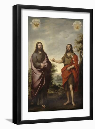 Saint John the Baptist Pointing to Christ, C.1655-Bartolome Esteban Murillo-Framed Premium Giclee Print