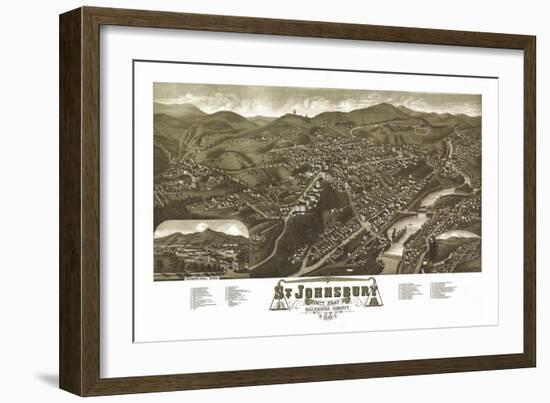 Saint Johnsbury, Vermont - Panoramic Map-Lantern Press-Framed Art Print