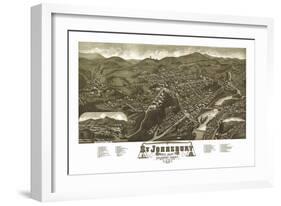 Saint Johnsbury, Vermont - Panoramic Map-Lantern Press-Framed Art Print