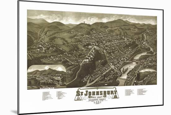 Saint Johnsbury, Vermont - Panoramic Map-Lantern Press-Mounted Art Print