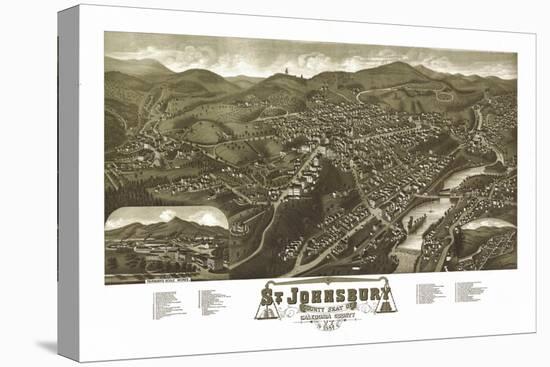 Saint Johnsbury, Vermont - Panoramic Map-Lantern Press-Stretched Canvas