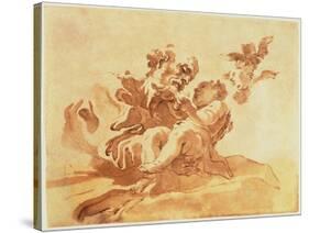 Saint Joseph Adoring the Christ Child (Pen, Ink, Brush and Wash over Traces of Chalk on Paper)-Giovanni Lorenzo Bernini-Stretched Canvas