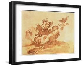 Saint Joseph Adoring the Christ Child (Pen, Ink, Brush and Wash over Traces of Chalk on Paper)-Giovanni Lorenzo Bernini-Framed Giclee Print