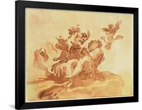 Saint Joseph Adoring the Christ Child (Pen, Ink, Brush and Wash over Traces of Chalk on Paper)-Giovanni Lorenzo Bernini-Framed Giclee Print