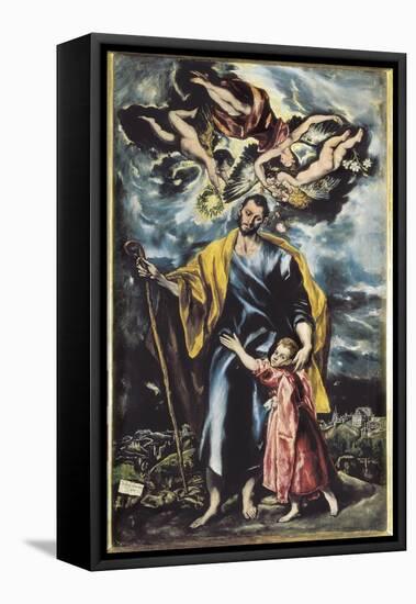 Saint Joseph and Child Jesus-El Greco-Framed Stretched Canvas