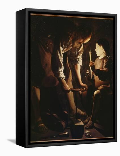 Saint Joseph charpentier-Maurice Quentin de La Tour-Framed Stretched Canvas