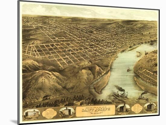 Saint Joseph, Missouri - Panoramic Map-Lantern Press-Mounted Art Print